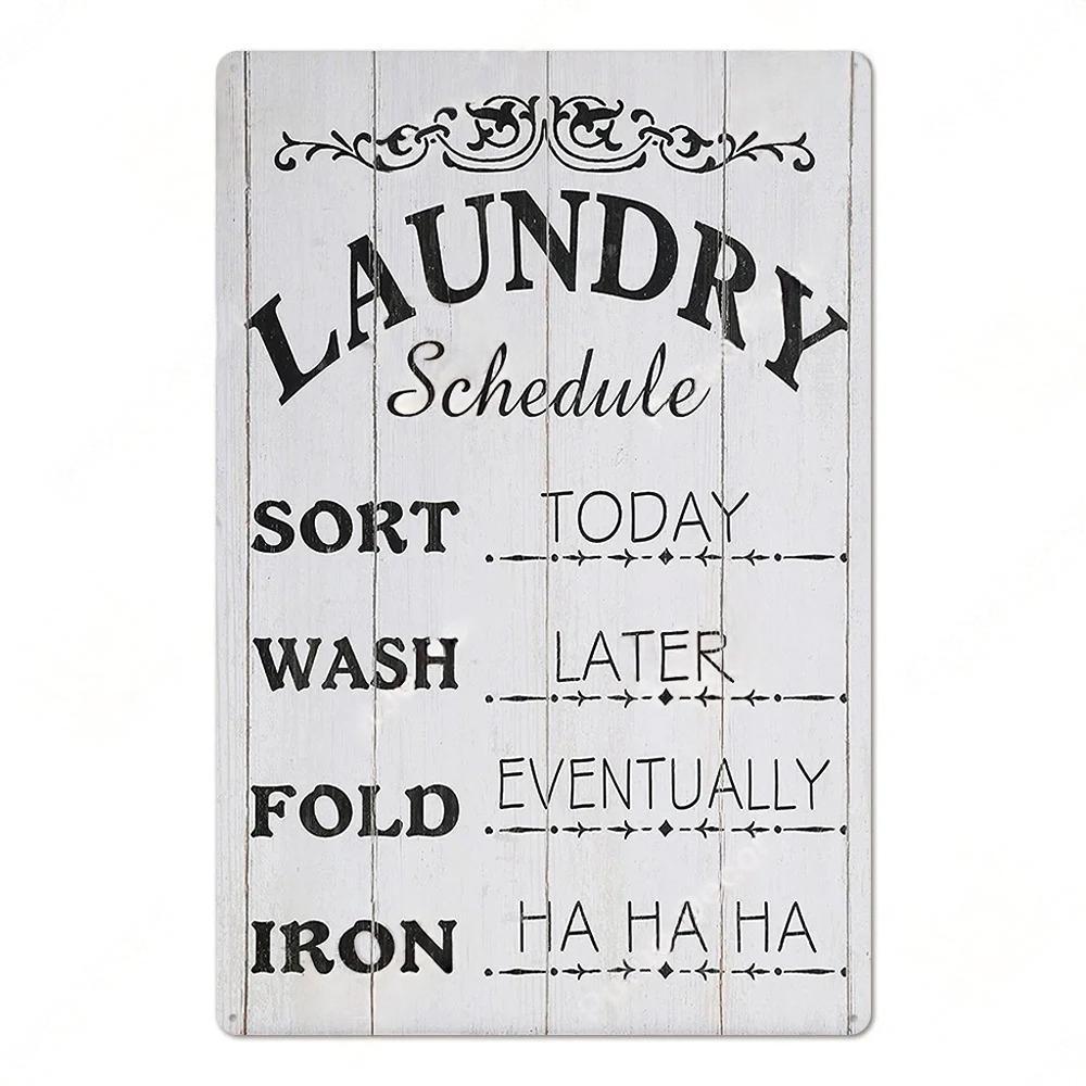 Laundry Vintage Metal Posters Tin Signs Decor Funny Metal Plaque Pin Up Girl Home Wall Art Painting