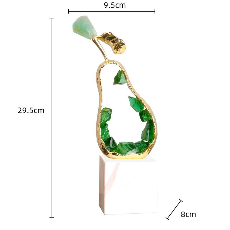 Зелене Кришталеве Яблуко Сіднейська Груша Імітація Фруктової Скульптури Ручна Робота Кришталеві Прикраси Металева Фігурка Аксесуари для Домашнього Декору