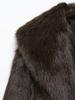 Damen dicker Lammwoll-Winterfellmantel, flauschig und warm