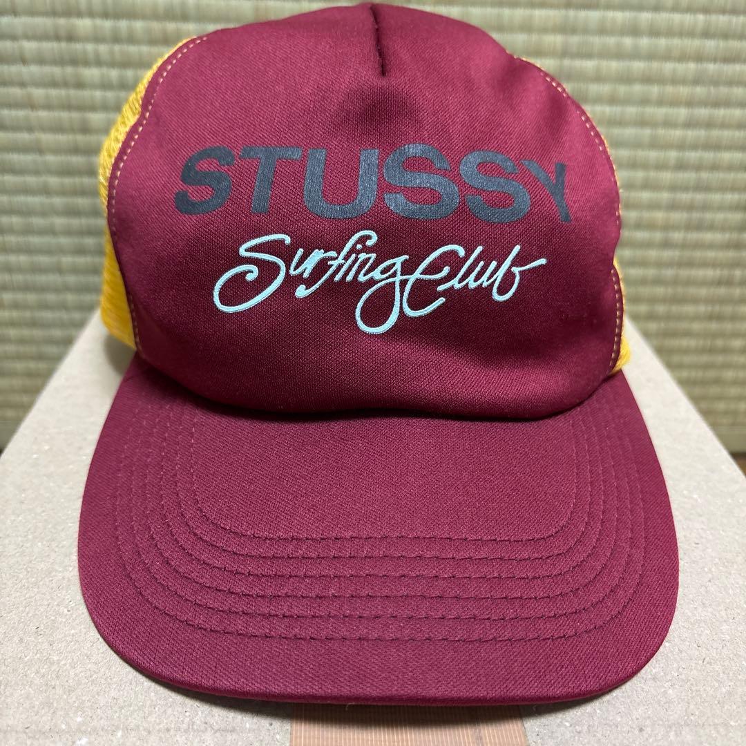 Used [90s] STUSSY Mesh Cap Burgundy Red