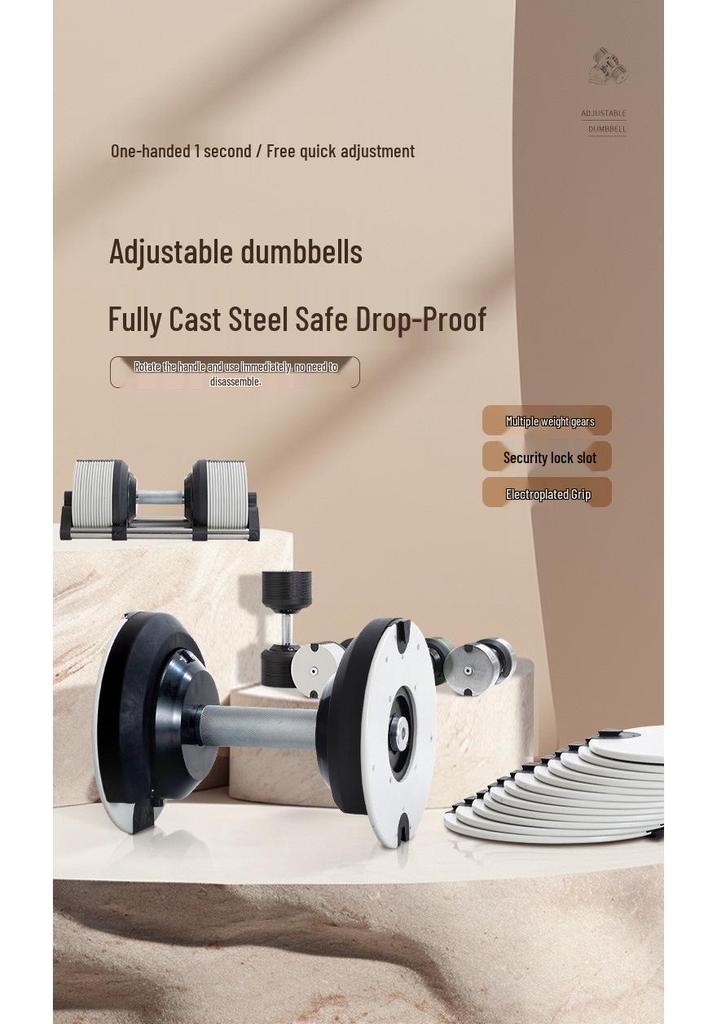 Smart Adjustable Dumbbell Set: Automatic Weight Change, Men & Women Home Fitness, Cast Iron Electroplated, 16/36KG.