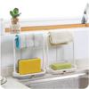 Plastic Countertop Dishcloth Drying Rack with U-Shaped Towel Bar Slotted Soap Plate Side Drain Spout Easy Clean Beige Kitchen