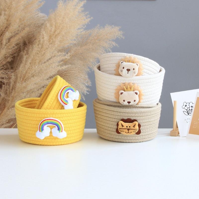 Small Woven Baskets for Organizing Rope Storage Basket Cute Cotton Basket Nursery Gift Dogs Toy Storage Bins for Toy