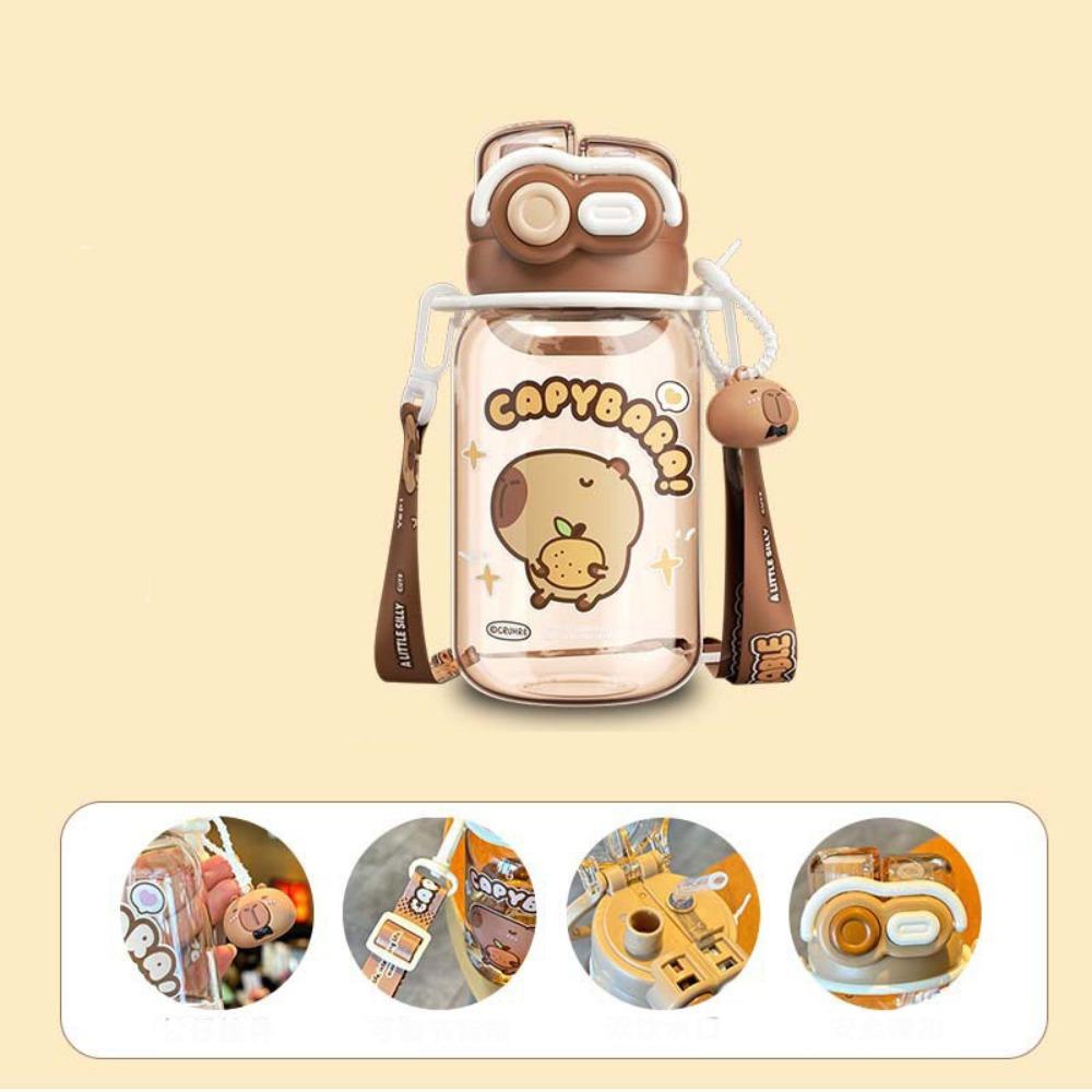 Cartoon Capybara Water Bottle Plastic Outdoor Beverage Cup Cute Straw Cup