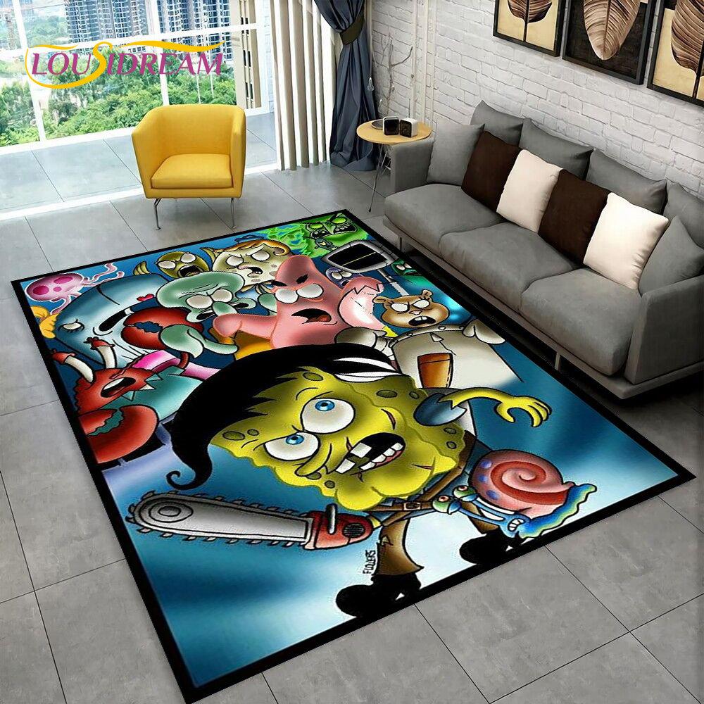 Cartoon S-SpongeBob Area Rug,Carpet Rug for Home Living Room Children Bedroom Sofa Doormat Decor,kids Play Non-slip Floor Mat