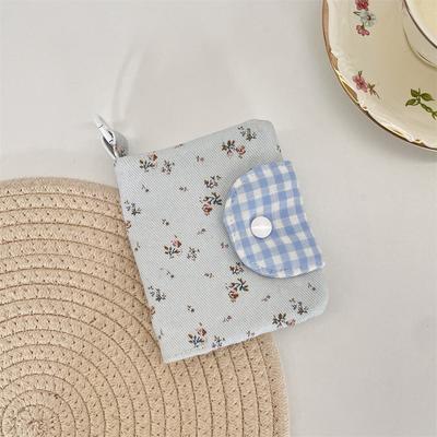 Münzbörse mit Schlüsselring Stoff Blumen Card Bag Niedliche Tragbare Stoffbedruckte Geldbörse Mode Koreanischer Stil Kartenhalter mit Schleife Reise