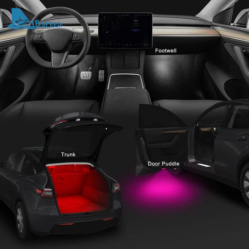 Ultra-Bright Interior Foot-Well Lights for Tesla Model Y Juniper 2025- Model 3 Highland 2018-2024 Model S/X LED Bulbs Kit