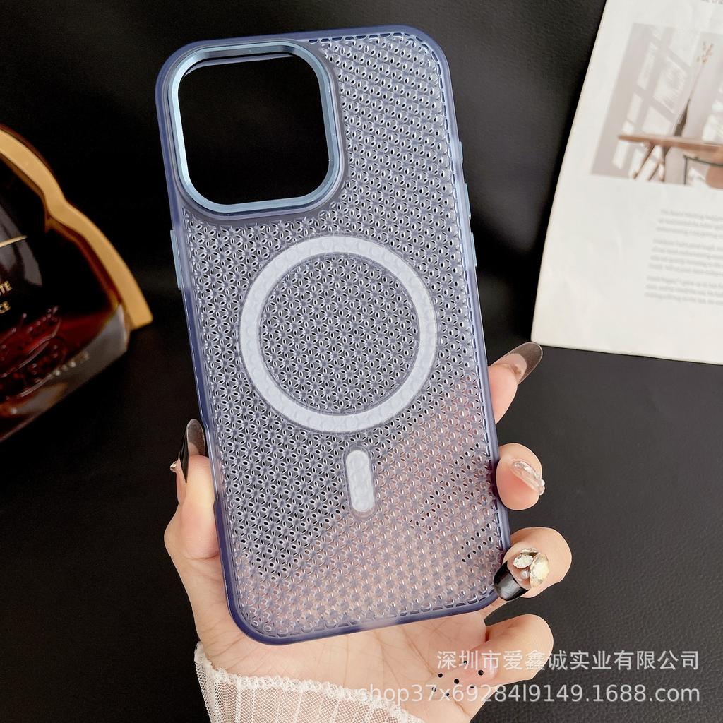 Applicable To Apple 16promax New Heat Dissipation and Breathable Mobile Phone Case iPhone15 Micro-skin-permeable Metal Lens 14