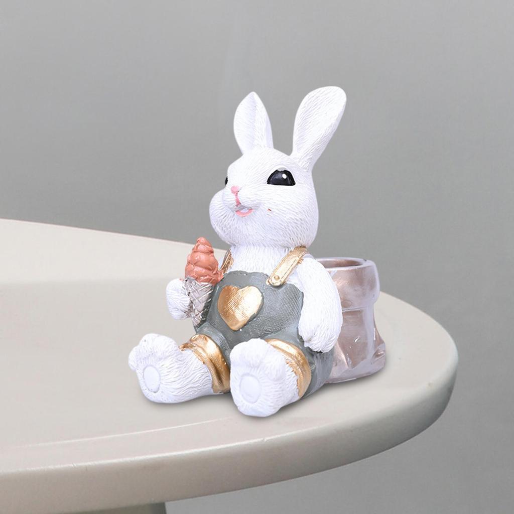 Flower Pot Ornament Spring Easter Decoration Sculpture Resin Container Bunny Figurine for Restaurant Office Yard Home Party