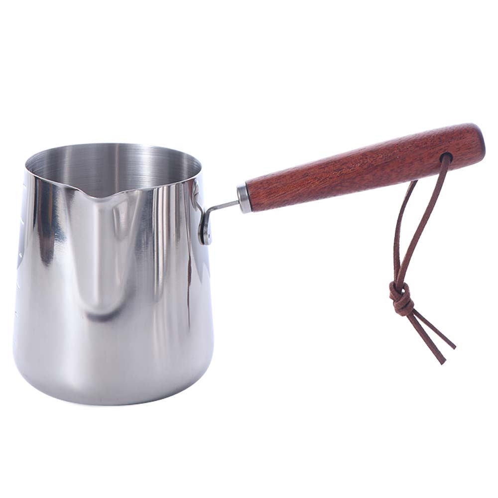 V Shaped Spout Turkish Coffee Pot Wood Handle Milk Saucepan Practical Butter Warmer Pot Cafe