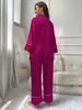 Damen-Pyjama-Set aus Eisseide: Langärmlig, Einfarbig, Zweiteilig für Herbst/Winter