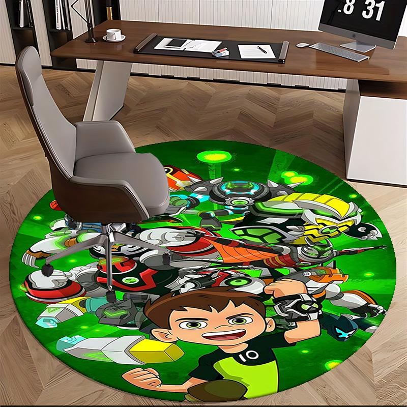 1pc Ben 10 Alien Force Round Carpet - Anime Design Chair Mat for Office, Home Decor, Living Room