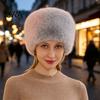 Soft Polyester Hat Women Fuzzy Brimless Hat, Warm Faux Fur Solid Color Elastic Thermal Ushanka Plush Winter Fluffy Bucket for Cold Weather Stylish