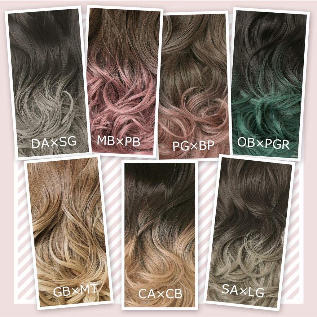 AQUADOLL Long Full Wig with Gradient Curls, Pink, Black, and Blonde Hair, Free Size, SBR. See-Through Brown (wg304SBR)