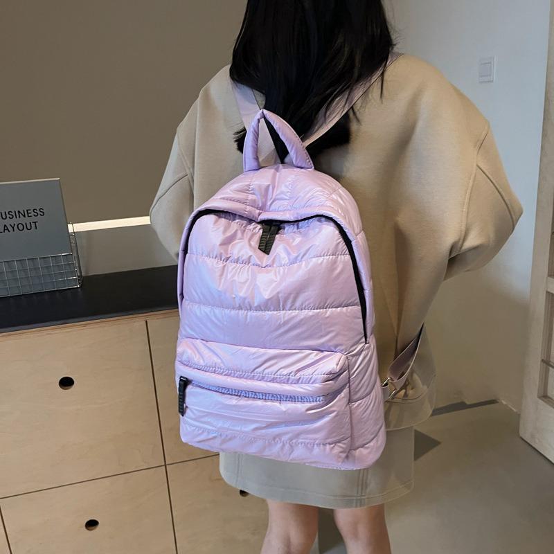 New Popular Cotton Clothes Backpack Women's Casual Versatile Space Cotton Backpack Large Capacity Lightweight Bag