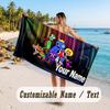 Personalized Beach Towel,Rainbow Friends Custom Printed Name Text, Super Absorbent Towel For Beach Vacation