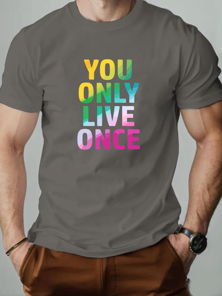 Mens cotton Tshirt YOU ONLY LIVE ONCE summer round neck short sleeve graphic breathable fashion casual Tshirt
