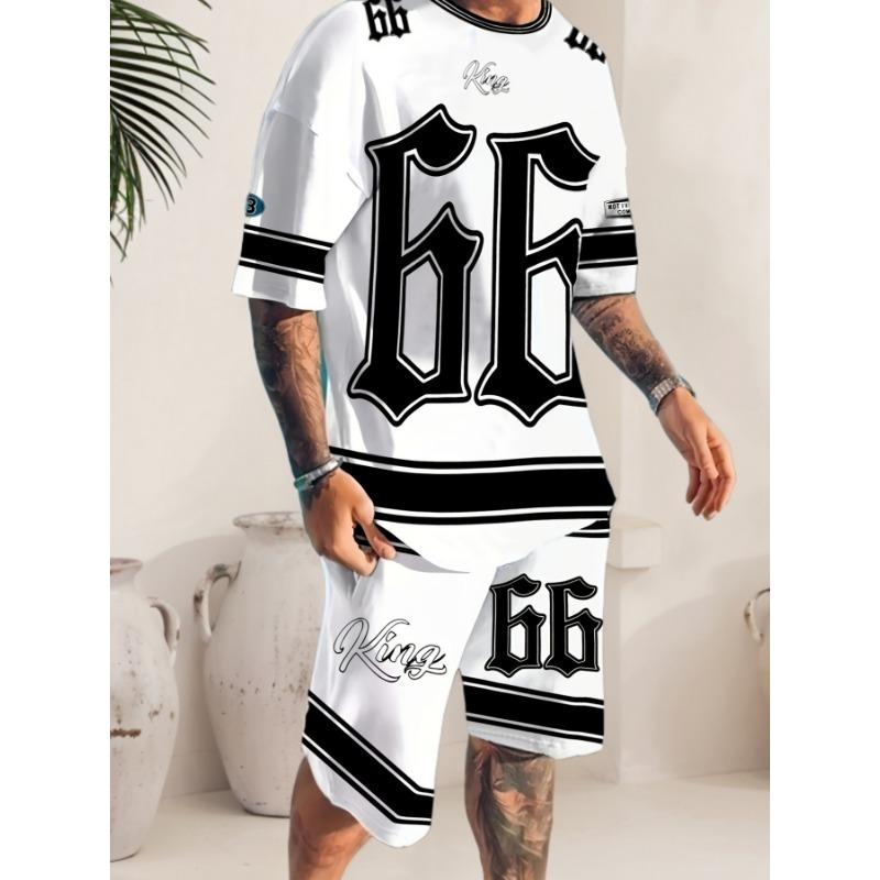2026 Summer New Men's Short-Sleeved Set with 3D Letter Patter