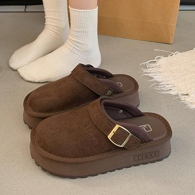 Women's Mules Shoes Flats Platform Slippers Casual Fashion Sandals Autumn Suede Slingback Flip Flosp Designer Mujer