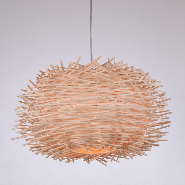 Bird Nest Pendant Lamp Rattan Wicker Wood Handmade Suspension Light Hotel Cafe Living Dining Room Hanging Ceiling Chandelier