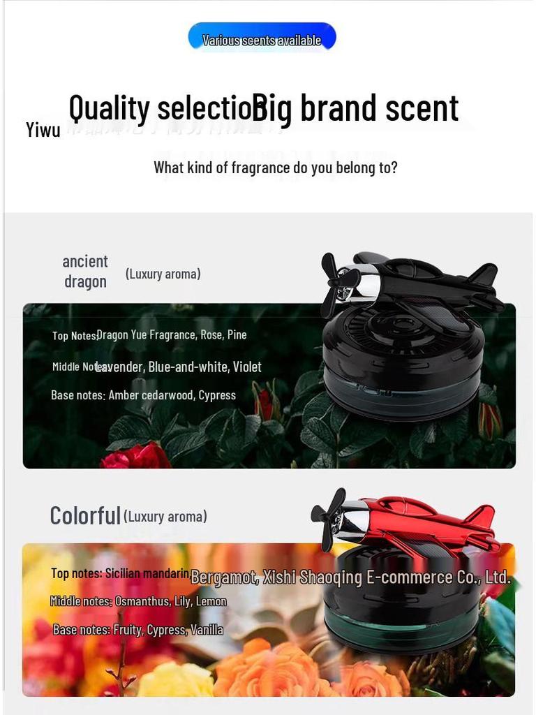 Solar-Powered Car Airplane Aroma Diffuser: Long-Lasting Fragrance for Car Console Ornament.