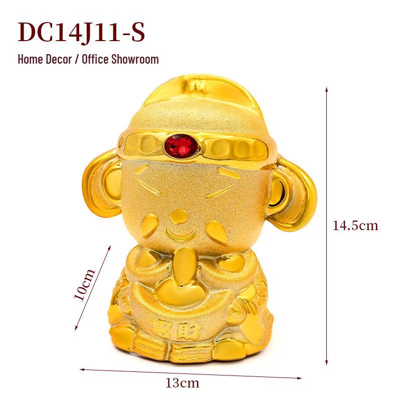 Golden Wealth God Figurine - Office, Store, or Home Prosperity Ornament