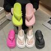 Women's Thick-Soled EVA Flip-Flops - Summer Beach Slippers with Height-Enhancing Soft Soles for Outdoor Wear.