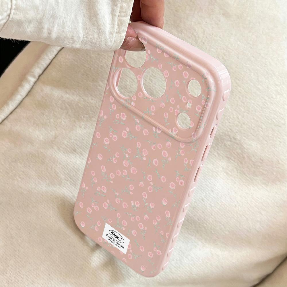 ins wind Korean full screen small floral application iPhone17Pro mobile phone case 16 beautiful 15promax temperament 14