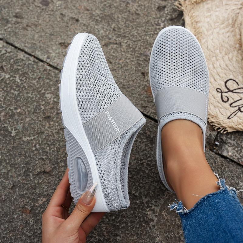 Fashion Women Wedge Slippers Summer Mesh Breathable Casual Slippers Air Cushion Sport Slippers Women's Orthopedic Diabetic Half Slipper