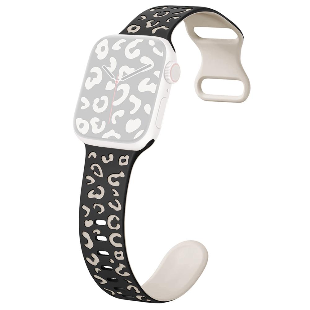 For Apple Watch Series 10 42mm/9 8 7 41mm/SE (2023) SE (2022) SE 6 5 4 40mm/3 2 1 38mm Leopard Silicone Strap
