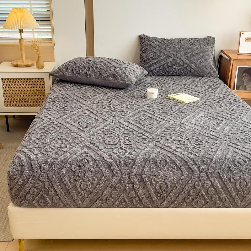 1 Stück Jacquard Bettdecke Verdicken Samt Matratzenbezug Warmhalten Spannbettlaken Staubdicht Rutschfest Matratzenschoner Elastische Laken