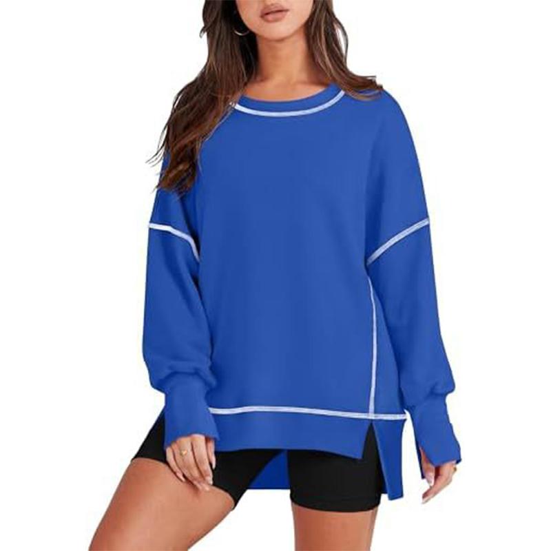 Women'S Oversized Sweatshirts Long Sleeve Crewneck Pullover  Fall Winter Trendy Side Zip Going Casual Fashion Women Pullover