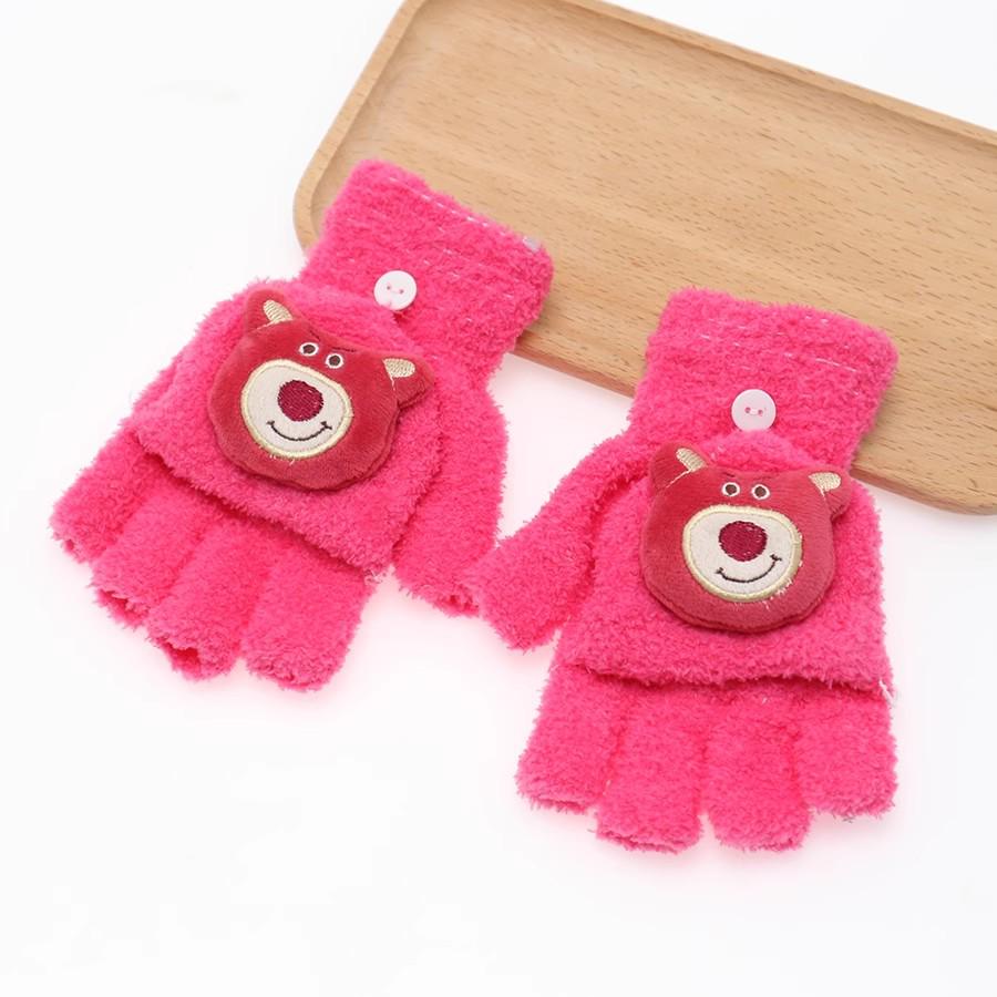 Zimní bezprsté rukavice s odklápěcím vrškem v korejském stylu - Unisex, kreslený design, kompatibilní s dotykovou obrazovkou, ideální pro psaní a ťukání