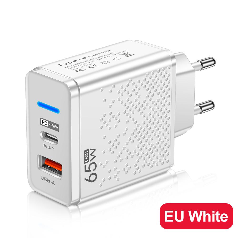 65W nabíječka GaN EU KR AU Plug adaptér Laptop Rychlé nabíjení pro iPhone USB Typ C Rychlá nabíječka Mobilní telefon USB nabíječka