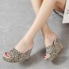 Fashion Slippers Women Heeled Sandals Ladies Shoes Heels Platform One Word Slipper Designer Wedge Suede Large Size Waterproof Summer New