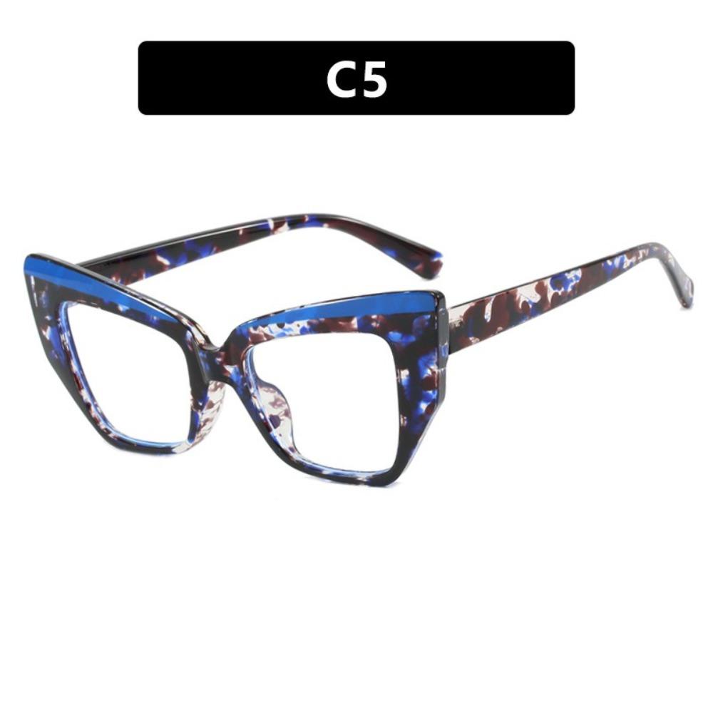 Retro Colorful Cat Eye Glasses Frame Colorable Lens Big Frame Anti Blue Light Glasses Clear Lens Protective Eyewear Travel