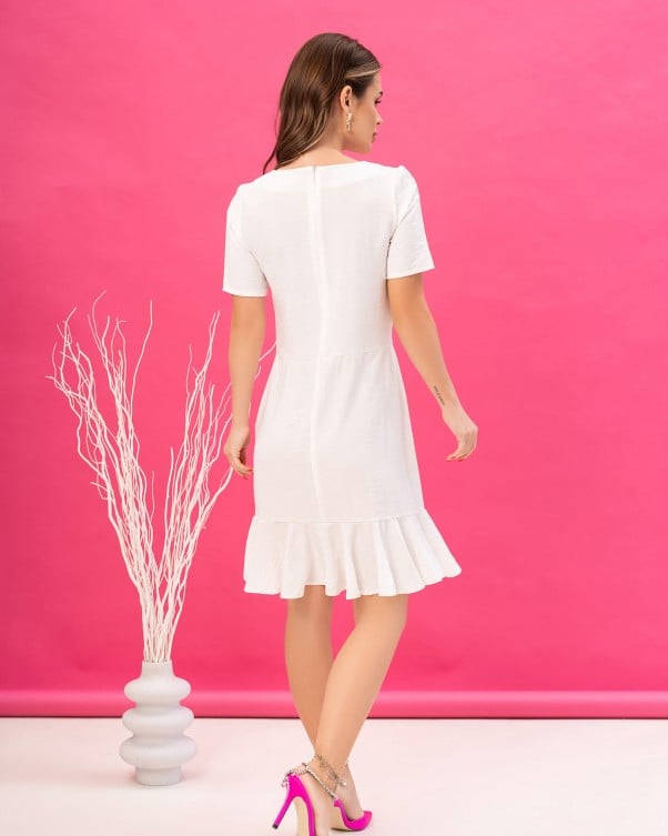 Robe en lin avec bas volants ISSA Plus