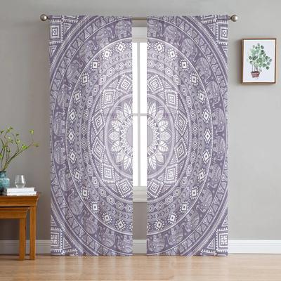 Boho Mandala Pattern Tulle Curtains for Living Room Kitchen Bedroom Sheer Tulle for Cafe Hotel Modern Home Decor