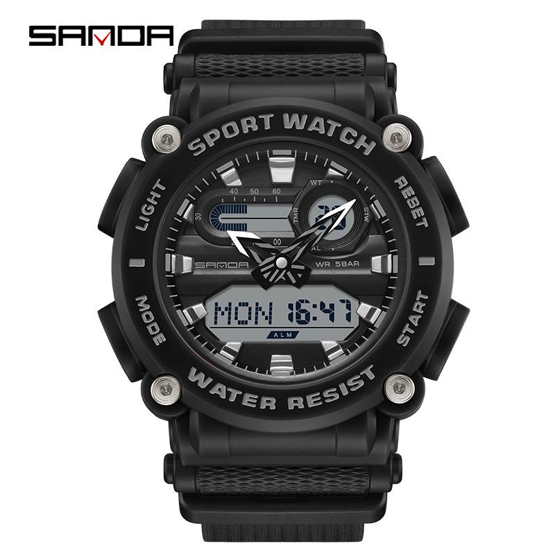 Sanda Dual Display Student Sports Watch - Multi-functional Chinese Style with Calendar