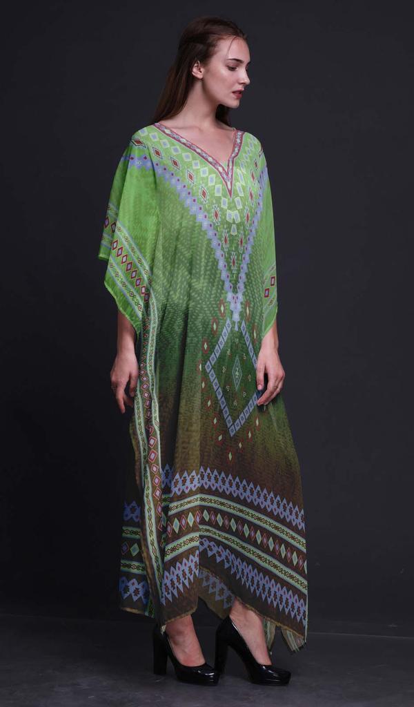 Phagun Aztec Geometric Long Caftan Maxi Dress Beach Swimwear Cover Up Womens