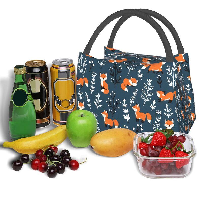 Cute Woodland Foxes Thermal Lunch Bag for Women Girls Kids Reusable Insulated Lunch Box for Work Picnic Travel School Gifts