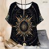 Damen Übergröße Fledermausärmel Kurzarm Oberteil Rundhals Stern Farbspritzer Print Locker Lässige Tunika Bluse