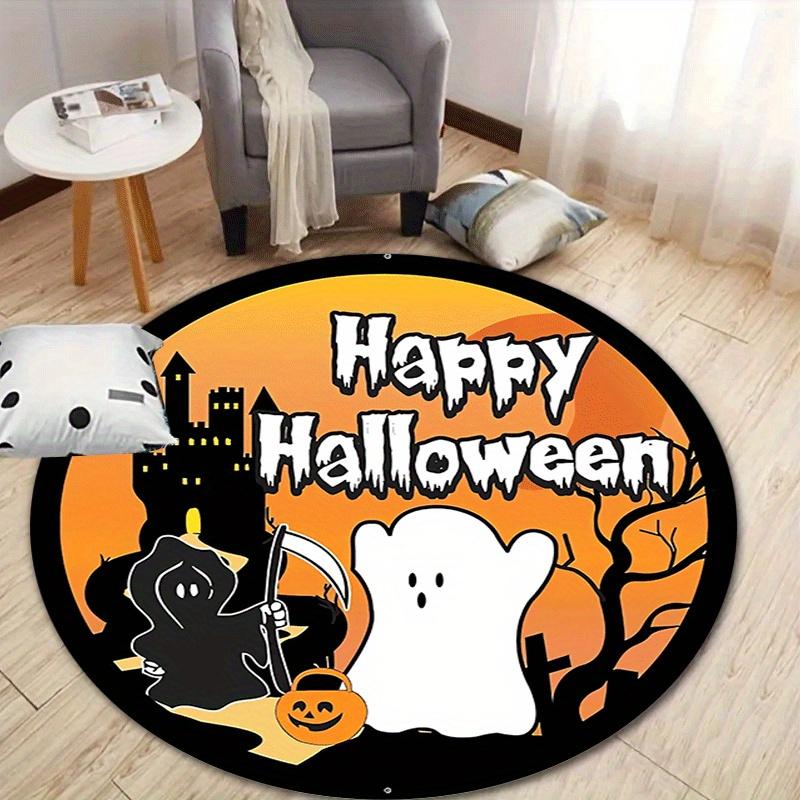 

1pc Soft, Absorbent & Non-Slip Happy Halloween Round Rug, Perfect for Entryway, Living Room, Bedroom Decor, Machine Washable Flannel Memory 80cm by 80cm