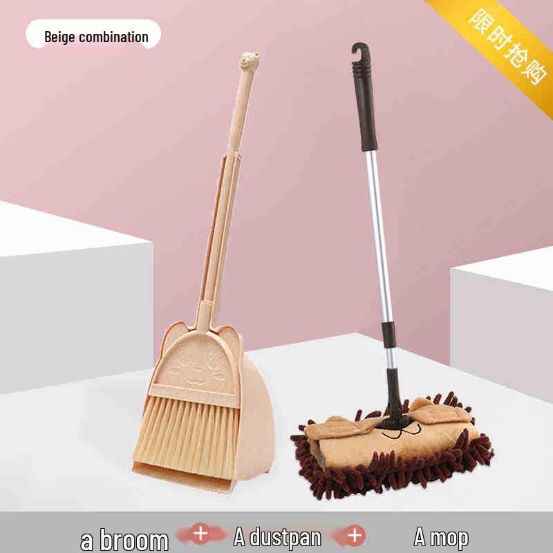 Çocuk Mini Süpürge & Faraş Seti - Yumuşak Plastik Öğrenme Aracı