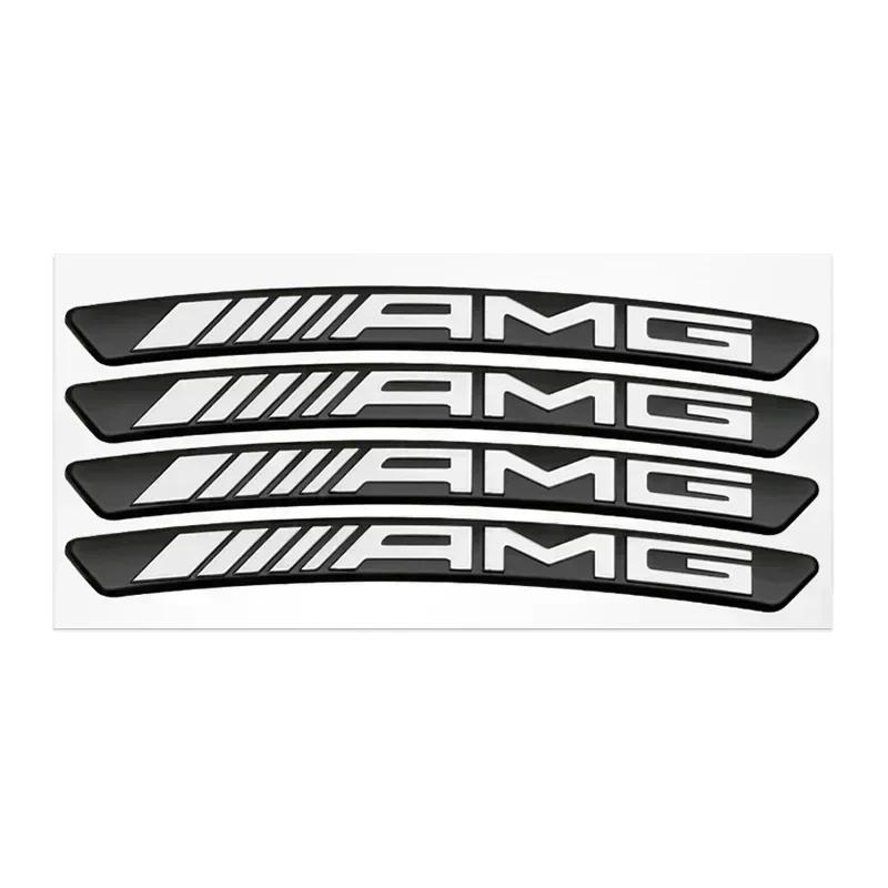 UKY5   3D Aluminum Car Styling Wheel Rim Sticker Car Refit Accessorie For Mercedes Benz AMG A B R G Class GLK GLA CLA GLB GLC C200 E200