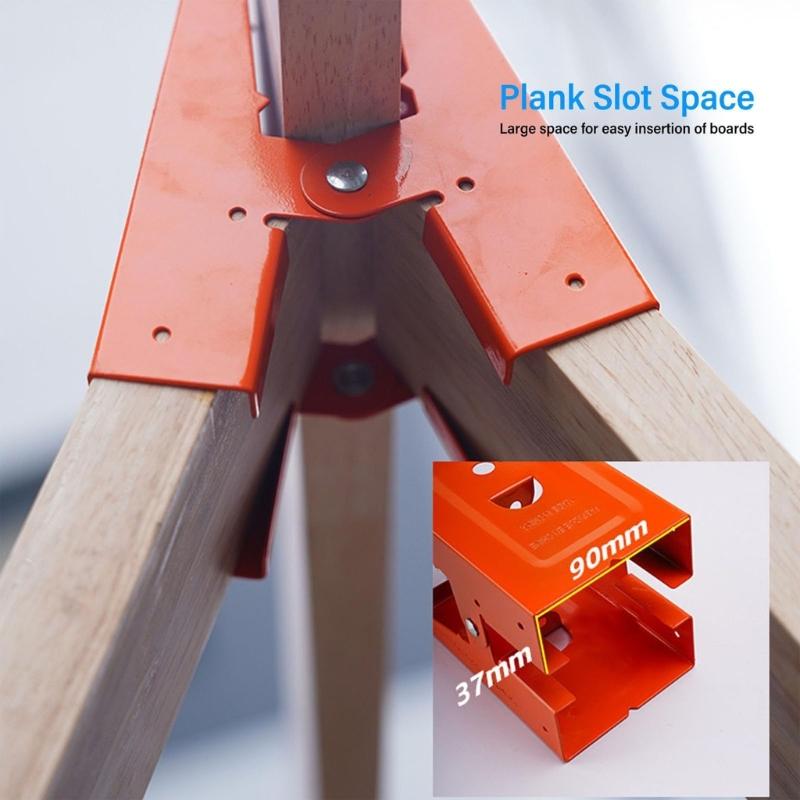 High Strength Sawhorse Brackets Tool Without Installation Slip Resistant Grip Open Frame For Precise Woodworking Alignment