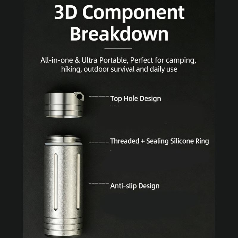 Portable Waterproof Pills Box Stainless Steels Pocket Keychain Pills Holder Light Weight Travel Case Medicine Bottles