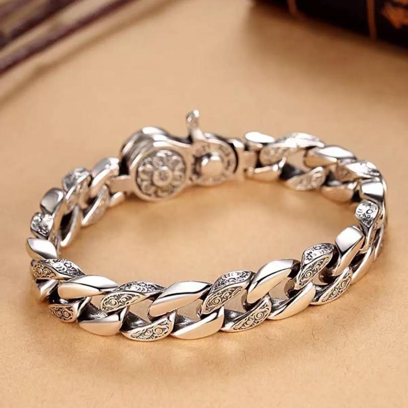 NEUE 925 Sterling Silber Armbänder Vintage Seitenkette für Männer Frauen Exquisites Studenten Freundin Schmuck Zubehör Hochzeitsgeschenk