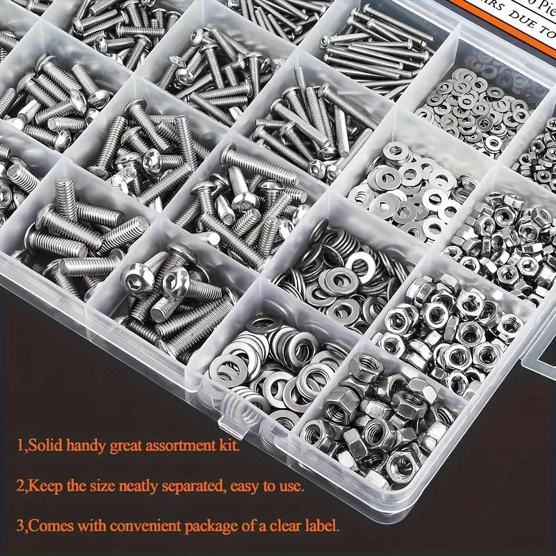 600pcs Stainless Steel Hardware Kit - M2,M3,M4,M5 Sizes with Button Head Screws,Bolts,Washers & Nuts