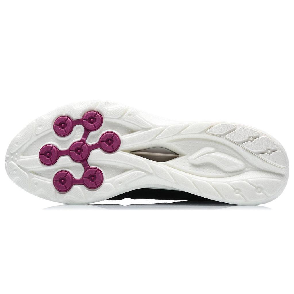 Li Ning PU, Textile Cushioning Slip Resistant Abrasion Resistant Low top Running Shoes Women's Black White ARBR002-4
